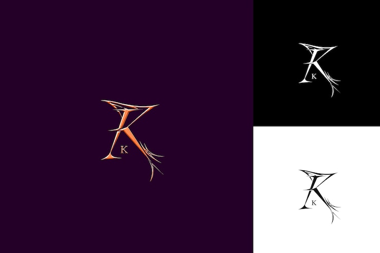 PSD j8 letra k com air logo design estilo com k em forma de kit ilustração logo vector designs
