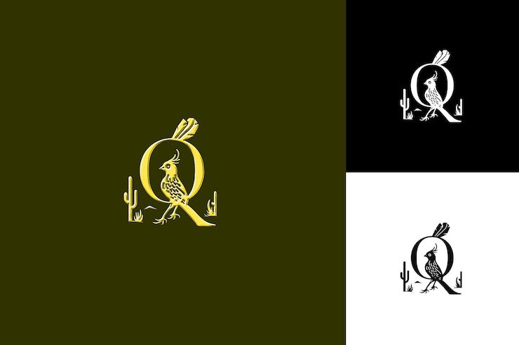 PSD j8 letra q com estilo de design de logotipo do deserto com q em forma de ilustração desenhos vetoriais de logotipo