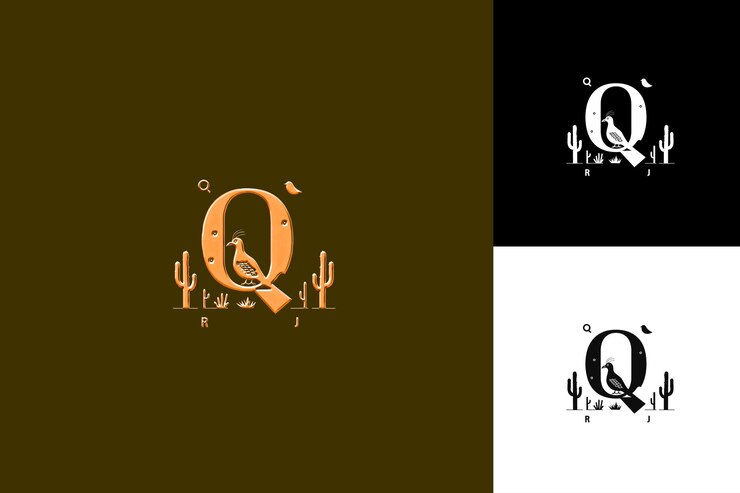 PSD j8 letra q con estilo de diseño de logotipo del desierto con q en forma de ilustración diseños vectoriales de logotipo