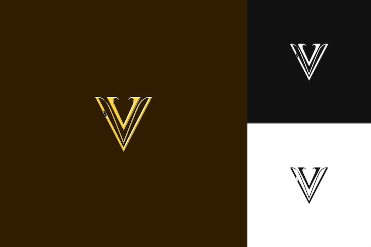 PSD j8 letra v logotipo com sumptuosidade real signatura logotipo estilo ilustração logotipo desenhos vetoriais