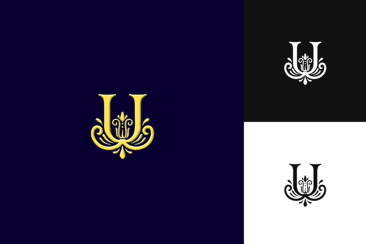 PSD j8 logotipo de la letra u con monograma de estado real estilo del logotipo des ilustración diseños vectoriales del logotipo