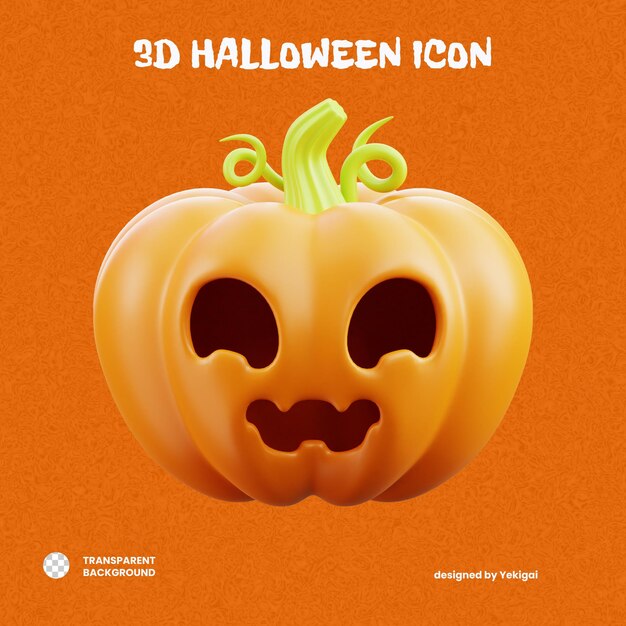Jack o linterna 3D icono de Halloween para la aplicación web uiux infográfico, etc.