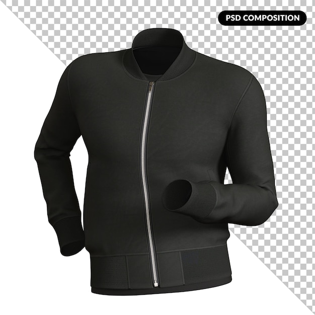 PSD jacket com capuz preto isolado 3d