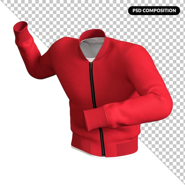 PSD jacket com capuz vermelho isolado 3d