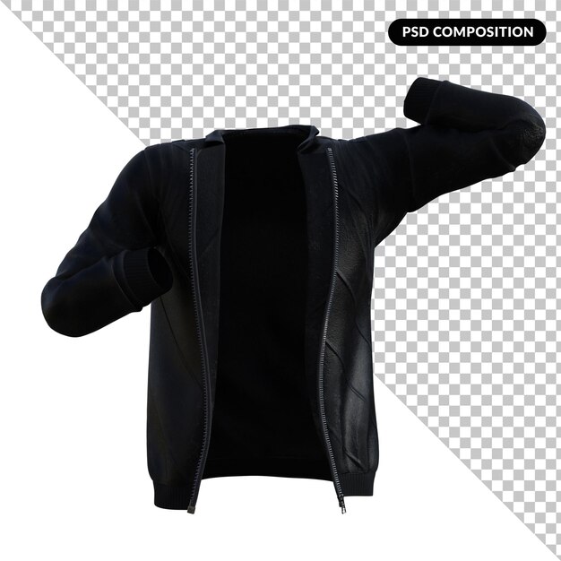 Jacket de couro preto isolado 3d