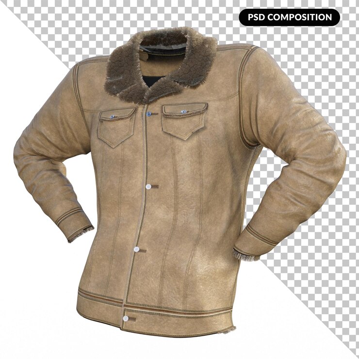PSD jaket bomber fawn terisolasi 3d