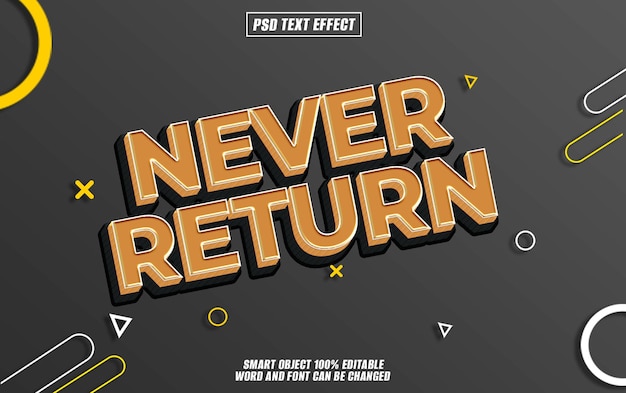 jamais retourner l'effet de texte police modifiable typographie texte 3D