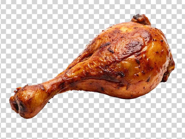 PSD jambe de poulet grillée isolée sur un fond transparent vue supérieure