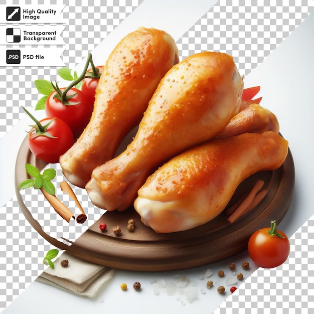 PSD jambes de poulet crues psd avec épices sur fond transparent avec couche de masque modifiable