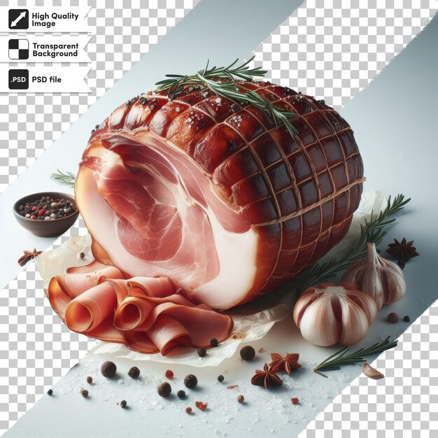 PSD jambon de porc fumé psd seul sur fond transparent avec couche de masque modifiable