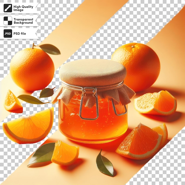 Jamme D'orange Psd Dans Un Récipient En Verre Sur Fond Transparent