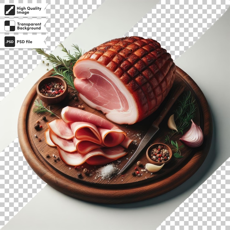 PSD jamón de cerdo ahumado psd solo en fondo transparente con capa de máscara editable