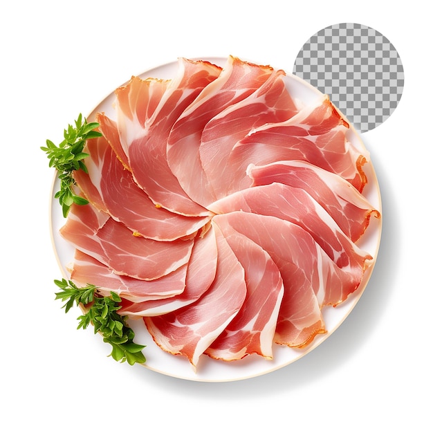 Jamón secado de jamón en un fondo transparente