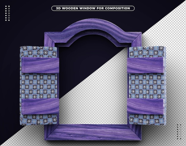 PSD janela de madeira decorativa violeta