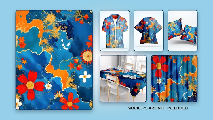 PSD japanese art style vinatge grunge texture multicolored flowers