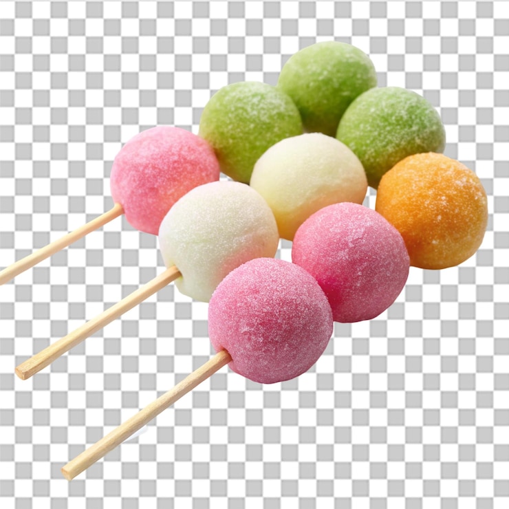 PSD japanese mochi balls on sticks traditional sweet treat