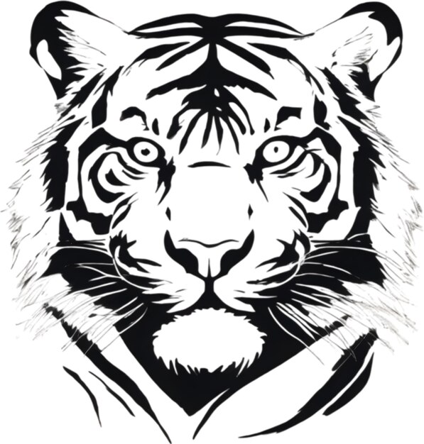 PSD japanese style painting with brush strokes of a tiger