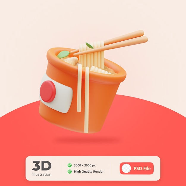 PSD japanische symbol instant-nudeln 3d-illustration