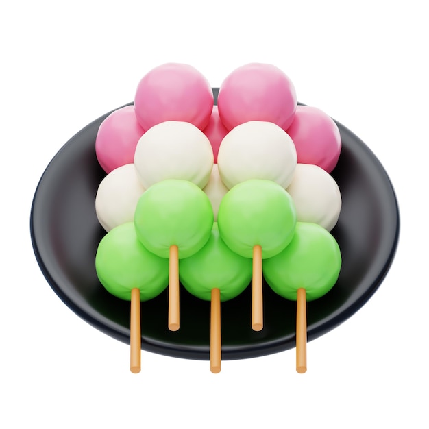 PSD japanisches dango-dessert 3d-illustration