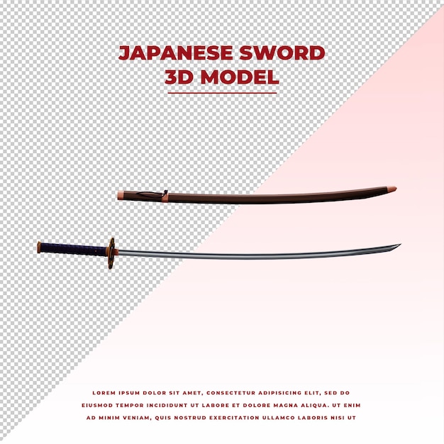 PSD japanisches schwert oder katana mit etui