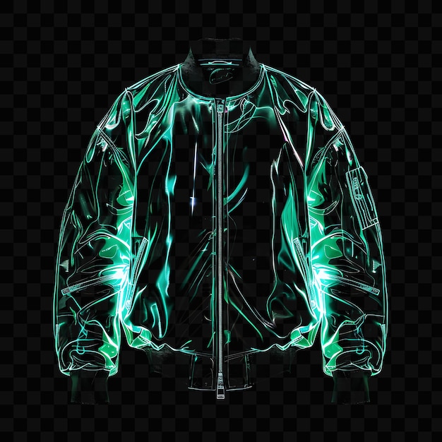 Jaqueta de bombardeiro moderna com um colarinho nervurado e um aspecto esportivo objeto brilhante design de arte de néon y2k