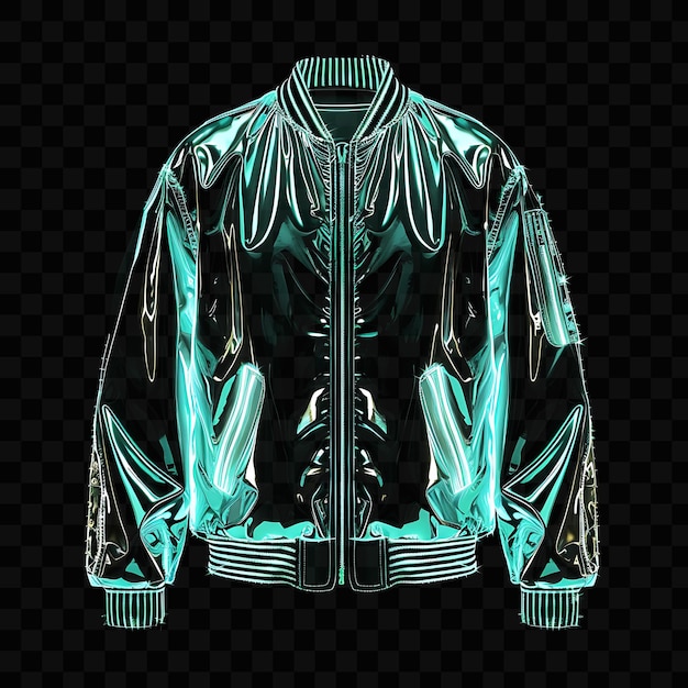PSD jaqueta de bombardeiro moderna com um colarinho nervurado e um aspecto esportivo objeto brilhante design de arte de néon y2k