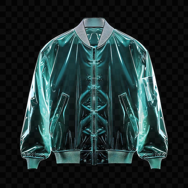 Jaqueta de bombardeiro moderna com um colarinho nervurado e um aspecto esportivo objeto brilhante design de arte de néon y2k