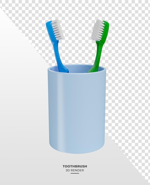 PSD jar con cepillos de dientes en 3d con fondo transparente