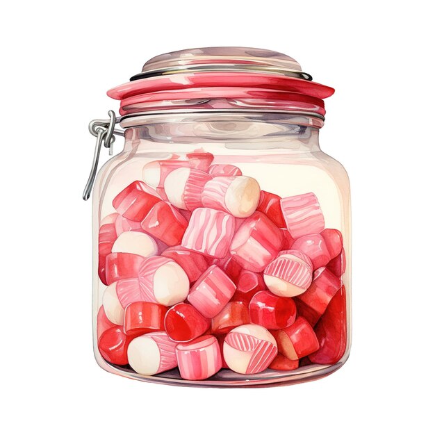 PSD jar lleno de dulces rosados imagen generada por ia