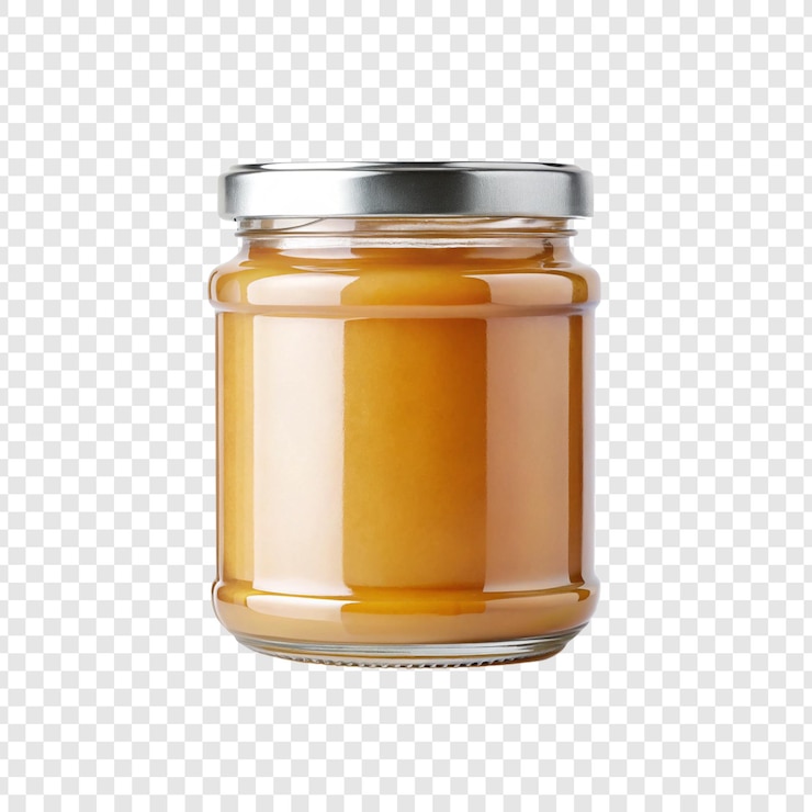 PSD jar of honey or jam - isolated on transparent background