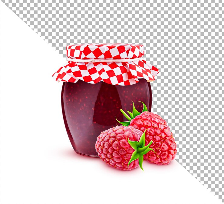 PSD jar of raspberry fruit jam isolated
