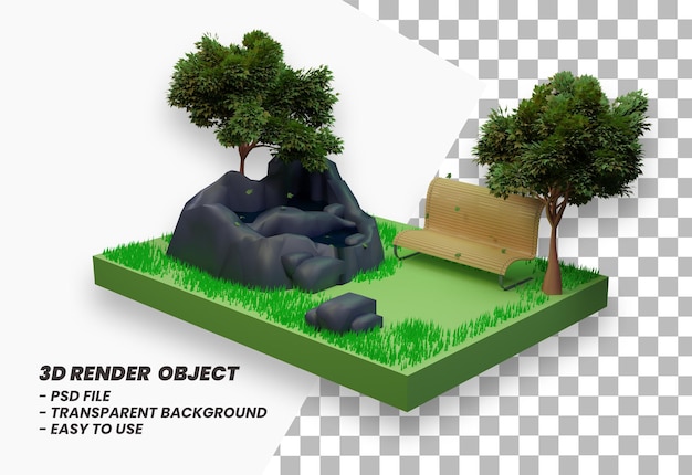 Jardim de renderização 3d isolado