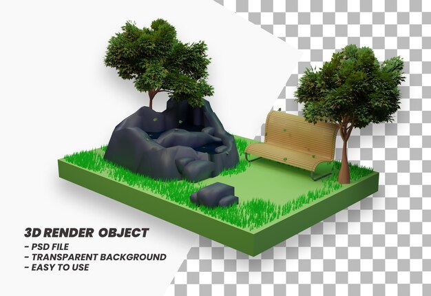 Jardin de rendu 3D isolé