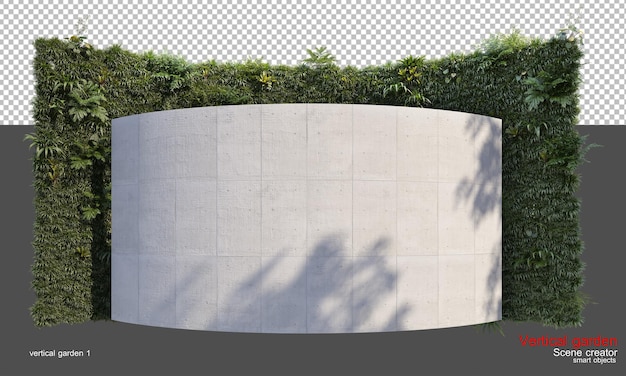 Jardin vertical avec murs et sols en béton