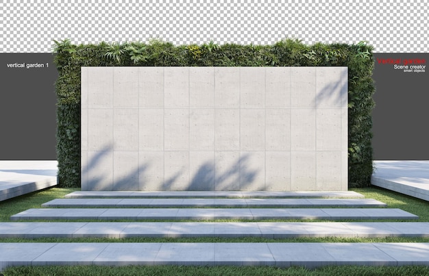 Jardin vertical avec murs et sols en béton