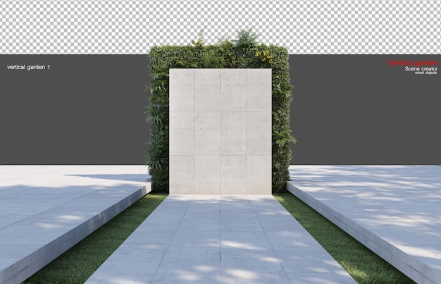Jardin vertical avec murs et sols en béton