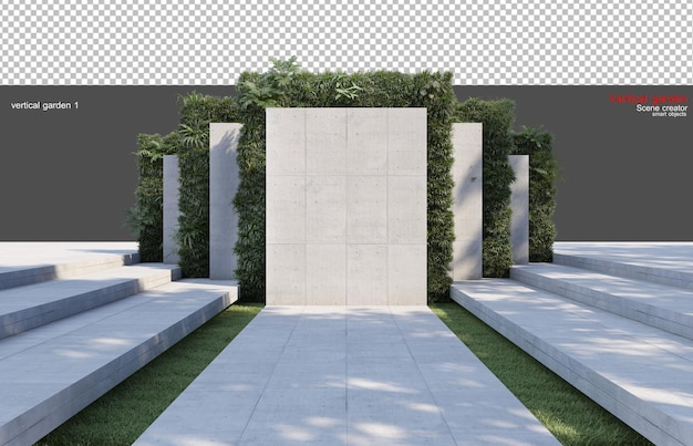 Jardin vertical avec murs et sols en béton
