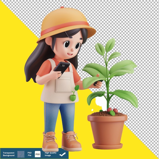 Jardinería en 3d compartiendo consejos de jardinería fondo transparente png psd