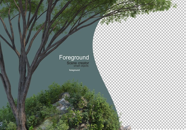 jardines de flores y arbustos con árbol frontal