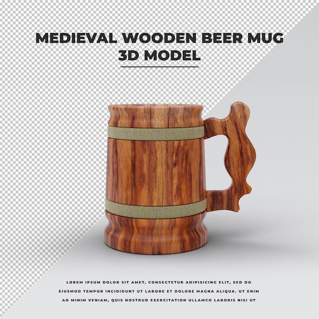 PSD jarra de cerveza de madera medieval