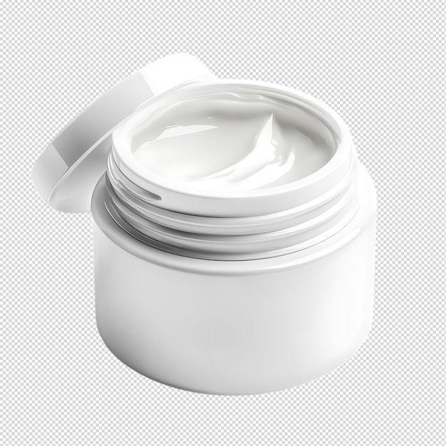 Jarre de crème cosmétique blanche avec couvercle ouvert