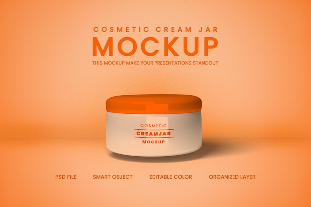 Jarre de crème cosmétique sur un fond coloré avec réflexion et ombre Mockup