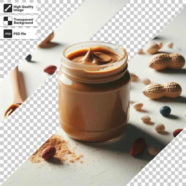 PSD jarre psd de beurre de chocolat d'arachide sur fond transparent avec couche de masque modifiable