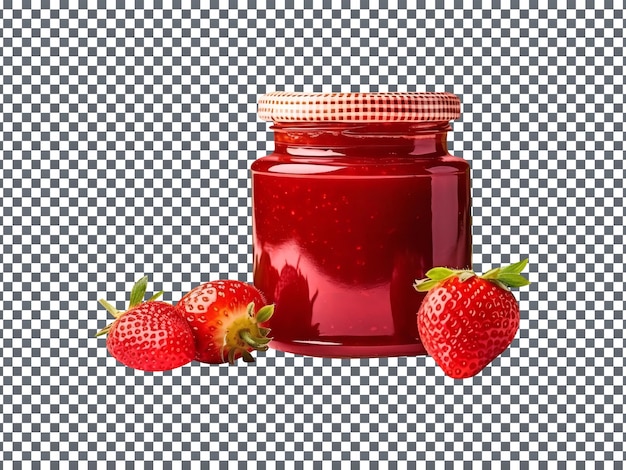 Jarre Rempli De Confiture De Fraises Fraîche Isolé Sur Un Fond Transparent