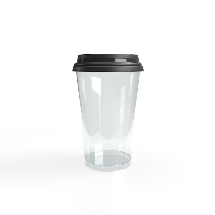 PSD jarre en verre transparent avec couvercle noir sur fond transparent