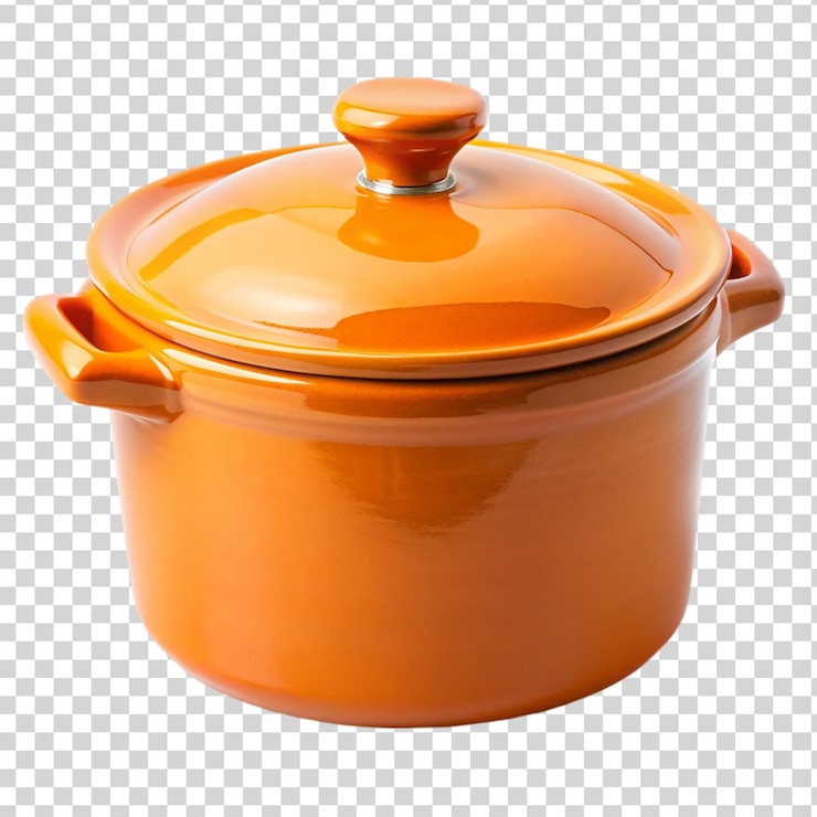 PSD jarro naranja con tapa aislada sobre un fondo transparente