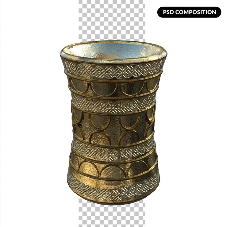 PSD el jarrón adornado dorado renderizado en 3d