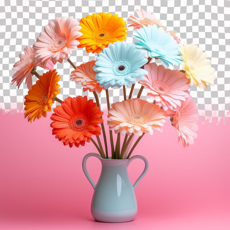 PSD un jarrón con flores que tiene la palabra primavera en él
