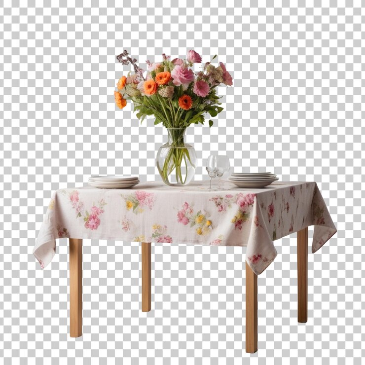 PSD un jarrón de flores se sienta en una mesa con un jarrón de flores