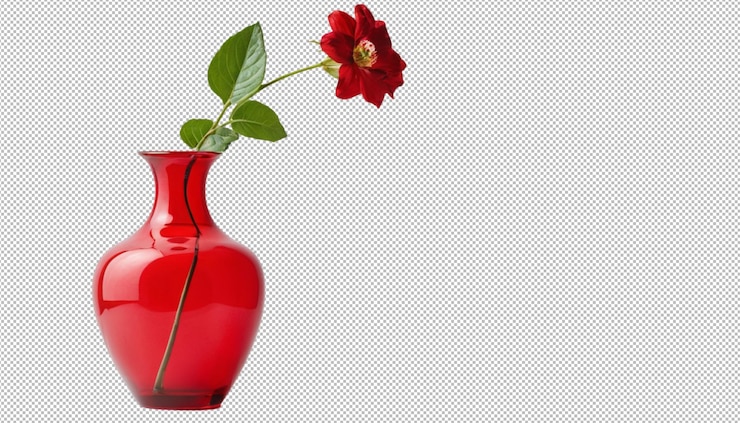 PSD el jarrón rojo es un diseño elegante para la decoración del hogar.